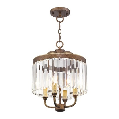 Palacial Bronze Mini Chandelier with Clear Crystal Accents