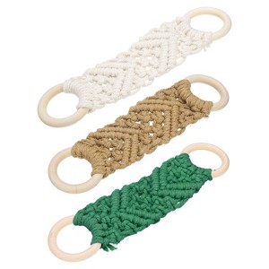 Unique Bargains Woven Cotton Rope Wooden Rings Handmade Towel Rings - 1 of 4