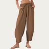 Anna-Kaci Women’s Relaxed Fit Lounge Pants with Soft Draped Fabric Elastic Drawstring Waistband and Wide Tapered Legs - 2 of 4