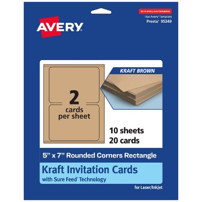 Avery Printable Cards with Rounded Corners, 5" x 7", Kraft Brown, 20ct