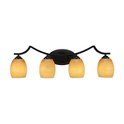 Toltec Lighting Zilo 4 - Light Vanity in  Matte Black with 5" Cayenne Linen Shade