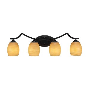Toltec Lighting Zilo 4 - Light Vanity in  Matte Black with 5" Cayenne Linen Shade - 1 of 1