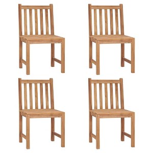 vidaXL Set of 4 Patio Chairs with Cushions - Solid Teak Wood - Fine Sanded Finish - Weather Resistant - Durable Outdoor Seating - Assembly Required - 1 of 4