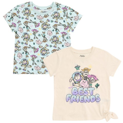 Disney Toy Story Big Girls 2 Pack T-Shirts Beige / Pale Aqua 10-12