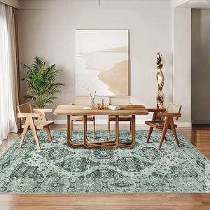 COZONY Vintage Floral Print Area Rug, Machine Wash Non-Slip Rug for Living Room Dining Room or Bedroom - 1 of 4