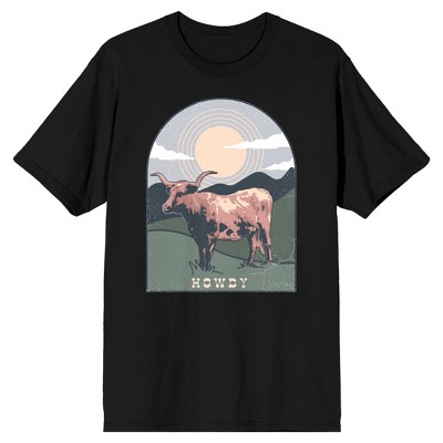 Cow Western Howdy Unisex Black Short Sleeve Crew Neck Tee : Target