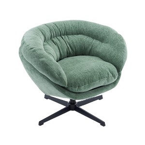 TiramisuBest 360°Swivel Chenille Chair w/ Removable Cushion, Black Metal Base - Multi-Space Accent Chair (Navy Blue) - 1 of 4