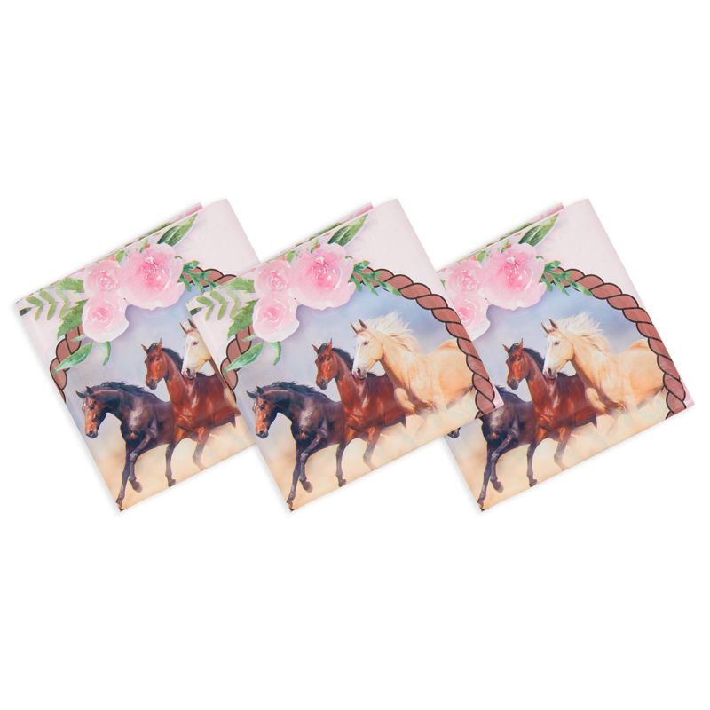 Blue Panda 3 Pack Plastic Horse Table Covers Tablecloths, Cowgirl Birthday Party Supplies, 54 x 108 In, 5 of 6