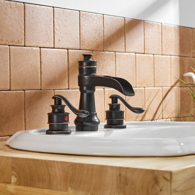 Oil-Rubbed Bronze 8-Inch Waterfall Widespread 2-Handle Bathroom Faucet
