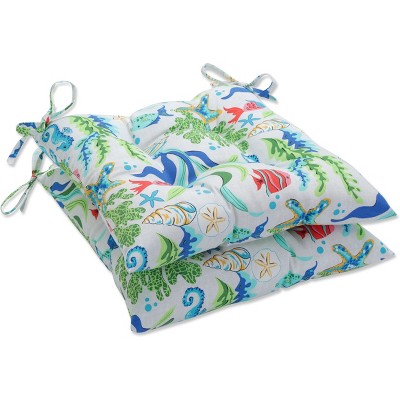 Outdoor/Indoor Tufted Seat Cushions Coral Bay Blue - Pillow Perfect