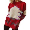 Coolmee Women's Christmas Sweaters Casual Sequined Lightweight Crew Neck Long Sleeve Knit Top Loose Fit Jacquard Pullover M Red - 3 of 4