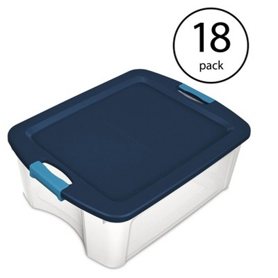 Sterilite 12 Gallon Latch and Carry Storage Tote Box Container, Clear  (18 Pack)