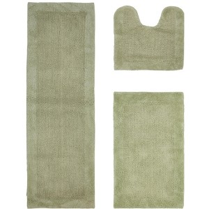 Edge Bath Rug 100% Premium Cotton Ultra-Soft Water Absorbent Tufted Solid Reversible 3 Piece Bathroom Rug Set for Machine Washable Bathmat - 1 of 4