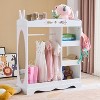 Angel Sar 33.5Inch Kids Wardrobe, White Bunny Ear Design Childrens Closet with Mirror, 3 Shelves and Clothes Rod - 2 of 4