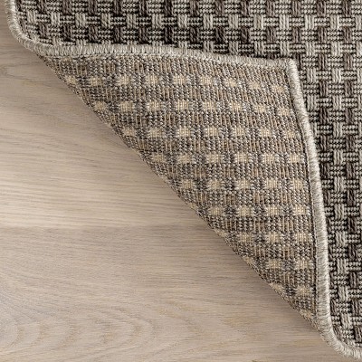 Gray Geometric Synthetic Flat Woven Rectangular Area Rug, 4' x 6'
