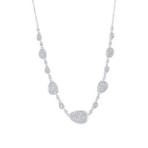 Bella Silver Sterling Silver, Irregular-Shaped Pave CZ Necklace - Silver - 16+2 Inch - 1 of 3