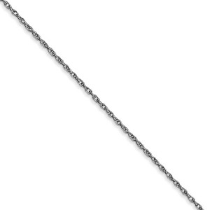 Black Bow Jewelry 0.95mm, 14k White Gold, Cable Rope Chain Necklace - 1 of 4