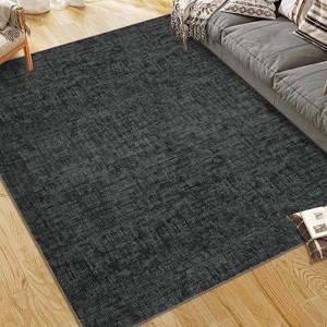 GustoWave Modern Machine Washable Area Rug, Floor Carpet for Living Room, Black - 1 of 4