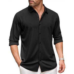 COOFANDY Men's Long Sleeve Dress Shirt Casual Button Down Shirts Wrinkle Free Untucked Shirt - 1 of 4