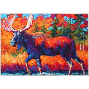 Olivia’s Home Moose In Mountain Stream doormat, 22" x 32", Indoor Cabin Decor with Nature-Inspired Wildlife Scene - 1 of 3