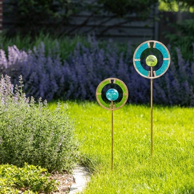 30" Blue and Green Reflective Metal Garden Stake