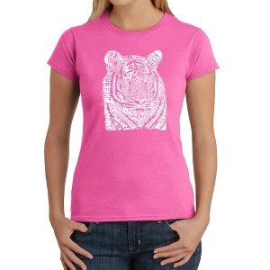 LA Pop Art Women's Word Art T-Shirt - Big Cats - 1 of 4