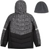 London Fog Boys' Heavyweight Puffer Jacket with Soft-Lined Hood and Fleece Beanie – Black - 3 of 4