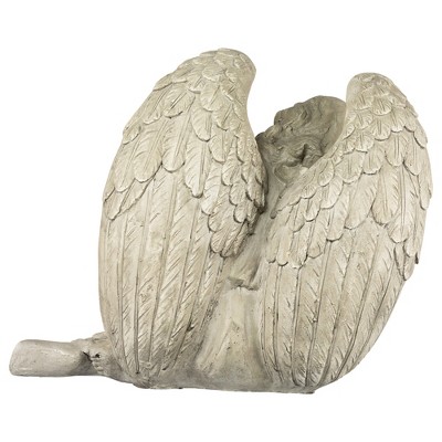 Graceful 17" Gray Polyresin Sitting Angel Garden Statue