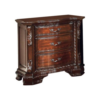 Luxurious Nightstand in Dark Walnut - Benzara