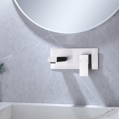 Brushed Nickel Single-Handle Wall-Mount Bathroom Faucet