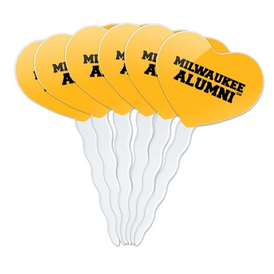 University of Wisconsin Milwaukee Official Panthers Alumn Heart Love Cupcake Picks Toppers Decoration Set of 6