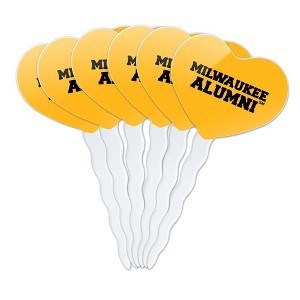 University of Wisconsin Milwaukee Official Panthers Alumn Heart Love Cupcake Picks Toppers Decoration Set of 6 - 1 of 4