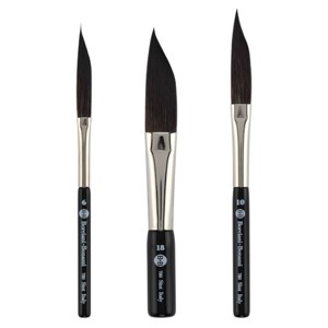 Borciani e Bonazzi Hidro Synthetic Sword Striper Liner Brushes for Fine Lines & Lettering - Set of 3 Brushes (Sizes 6, 10, 18) - Extra Short Handle, - 1 of 4