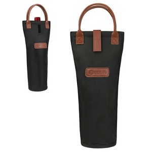 OPUX Wine Bag Single Bottle Carrier Tote, Insulated Thermal Padded Portable Carry Case Travel Cooler Picnic Beach Gift - 1 of 4