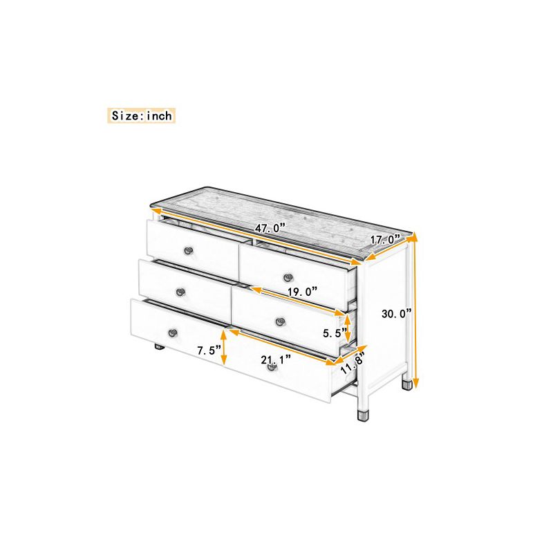 Storage Dresser Wood Storage Cabinets Easy Installation Drawer Cabinet With 6 Drawers Storage Cabinet, 5 of 6