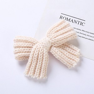 MyKids-Usa Baby Solid Color Big Knitted Bow Handmade Hairpin - 1 of 4