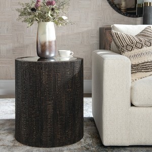 Uttermost Sequoia Fir Wood and Mirror Drum Side Table – 25" Tall Accent Furniture - 1 of 4