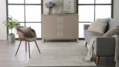 Serene Gray Floral Medallion 63'' Synthetic Area Rug