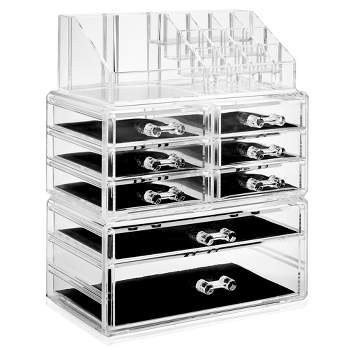 Casafield Cosmetic Makeup Organizer & Jewelry Storage Display Case, Clear Acrylic Storage Drawer Set