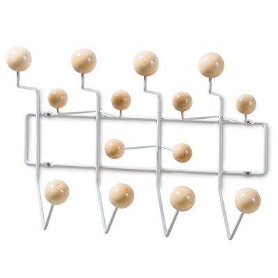 Baxton Studio Penny Mid Century Modern Coat Hanger Light Brown: 14-Hook Rack, Over Door/Wall Mount, Metal & Plastic