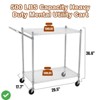Commercial Grade Utility Cart - 2/3 TiresWire Rolling Cart with Handle Bar Alloy Steel Food Storage Trolley Low Handle - 4 of 4