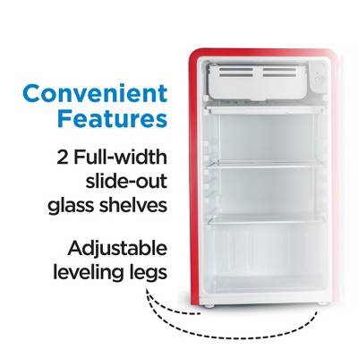Retro Red Metal Mini Refrigerator with Freezer, 3.2 Cu. Ft.