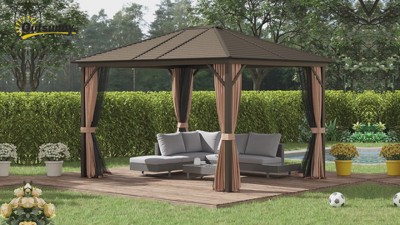 Dark Gray 10' x 12' Aluminum Frame Hardtop Gazebo