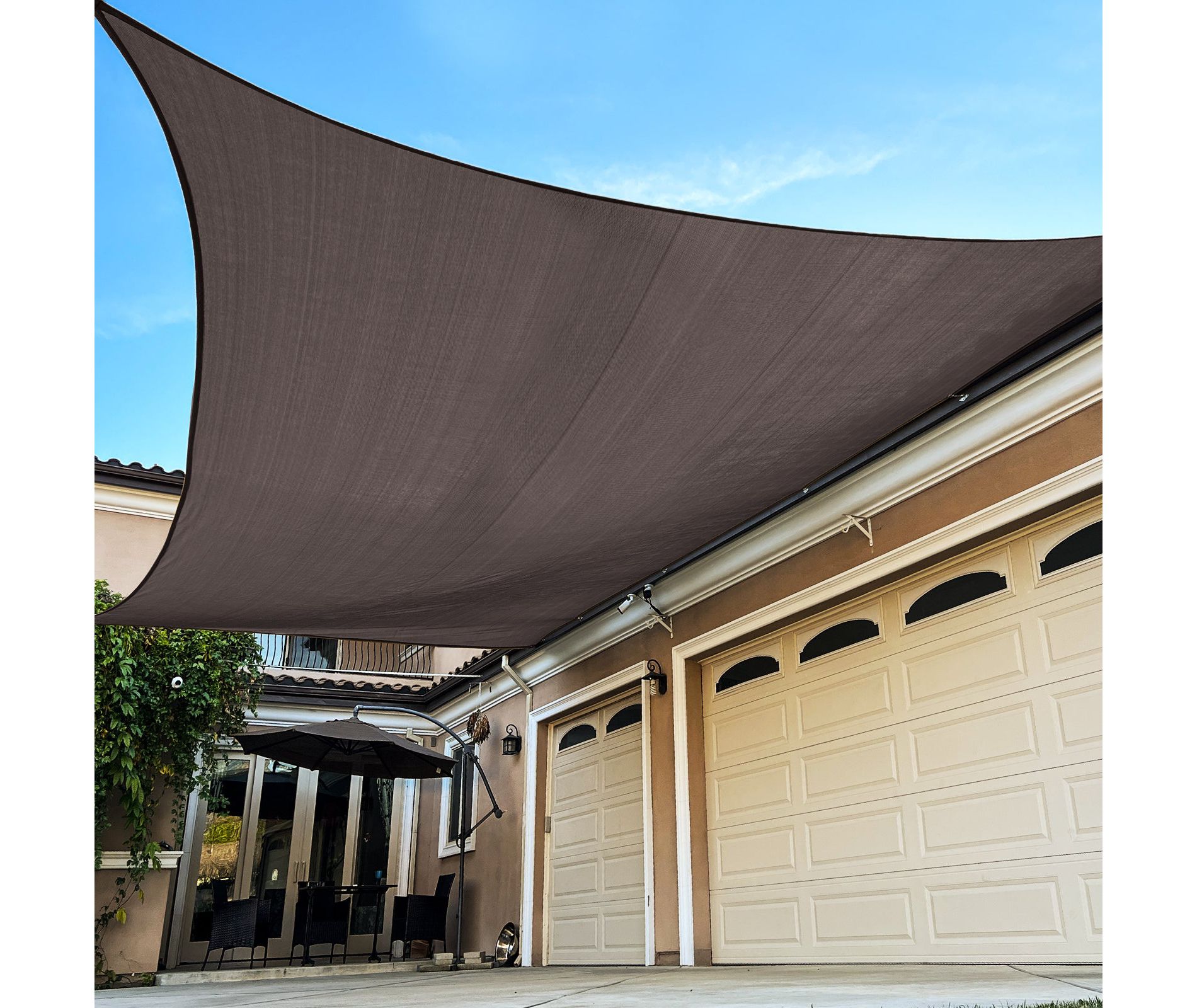 Handpoint Rectangle Patio Sun Shade Sail – Brown, UV-Blocking Outdoor Canopy
