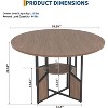 Dining Table Round 59", Dinner Table for 4–6 People, Large Wood Dining Room Tables with Sturdy Metal Pedestal Base, Walnut - 3 of 4