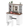 Gulches Farmhouse Vanity Desk with Sliding Lights Mirror,Makeup Table Desk with Dimmable Led Light,Vanity Makeup Table with Stool,White - 4 of 4