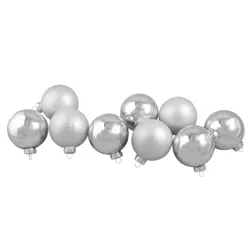 Northlight 10ct Silver Shiny and Matte Glass Ball Christmas Ornaments 1.75" (45mm)