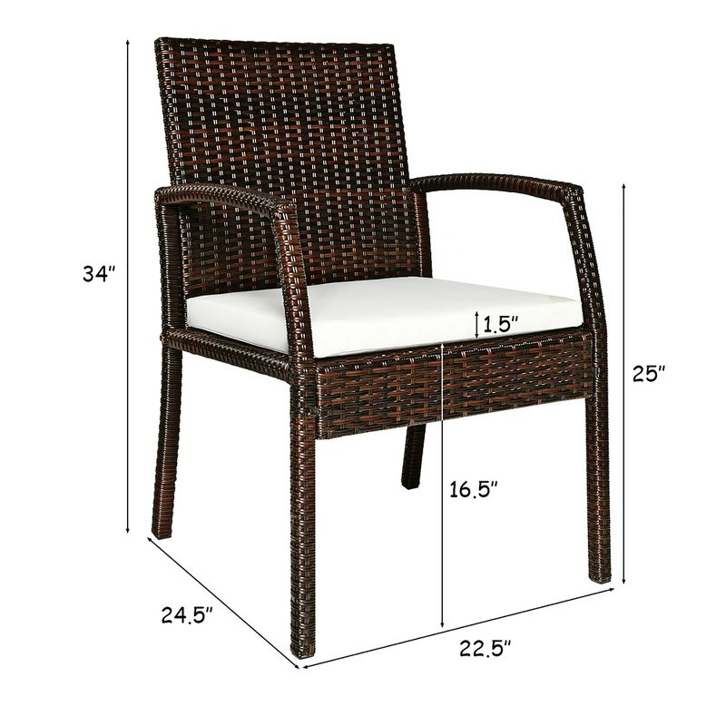 Costway Set of 6 Patio Rattan Dining Chairs Cushioned Sofa Armrest Garden Deck, 5 of 6