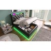 DOMETOUR Twin Upholstered Bed, LED Surround, Remote/App Control, Hydraulic Storage, USB-C Charging, Black PU, No Mattress - 3 of 4