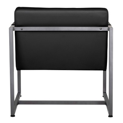 Camber Modern Black Leather Accent Chair with Metal Frame